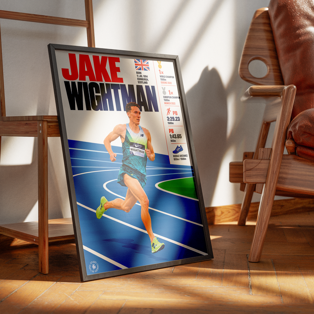 Jake Wightman athletics poster wall art print by 98types