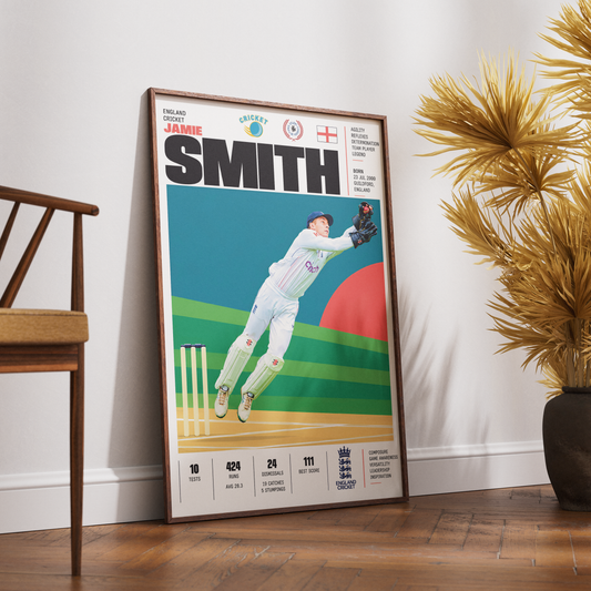 Jamie Smith Poster | Cricket Wall Art Print