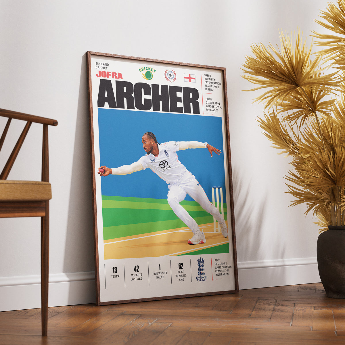 Jofra Archer cricket poster wall art print by 98types