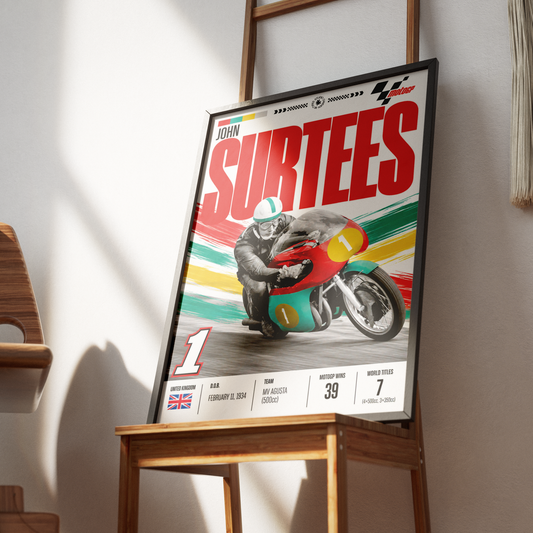 John Surtees two and four wheels world champion poster