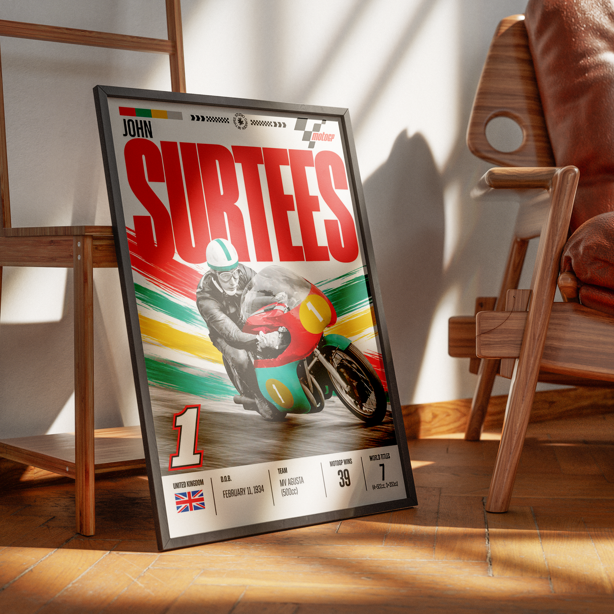 John Surtees two and four wheels world champion poster