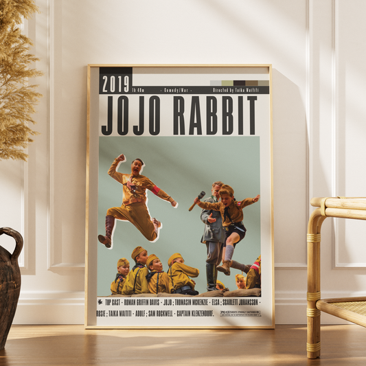 Jojo Rabbit 2019 comedy film poster — Taika Waititi Scarlett Johansson anti-hate satire wall art print UK