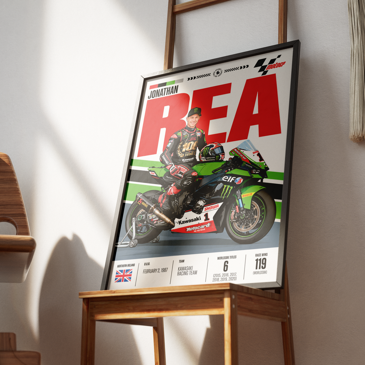 Jonathan Rea 6x World Superbike champion Kawasaki poster