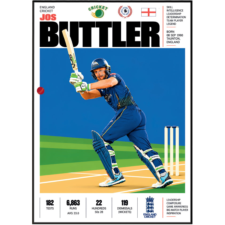 Jos Buttler cricket poster wall art print by 98types