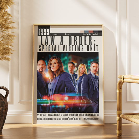 Law and Order NBC TV show poster — minimalist crime drama wall art print UK