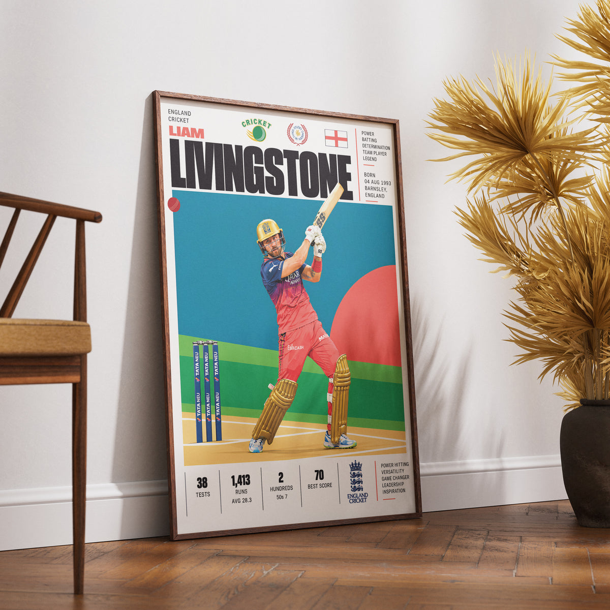 Liam Livingstone cricket poster wall art print by 98types
