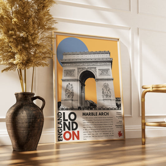 Marble Arch illustration poster — John Nash Hyde Park corner Oxford Street London wall art print UK