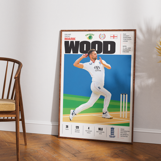 Mark Wood cricket poster wall art print by 98types