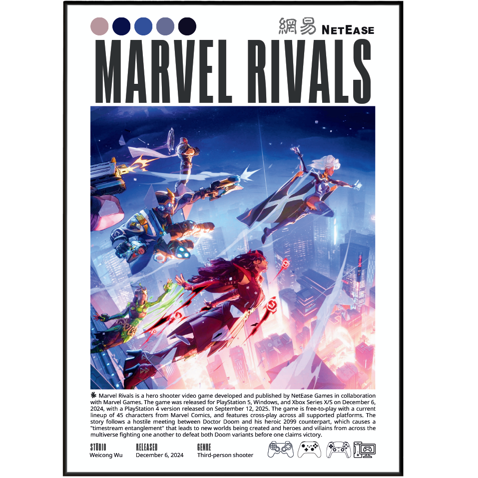 Marvel Rivals Video Game Poster - 98 Types Studio