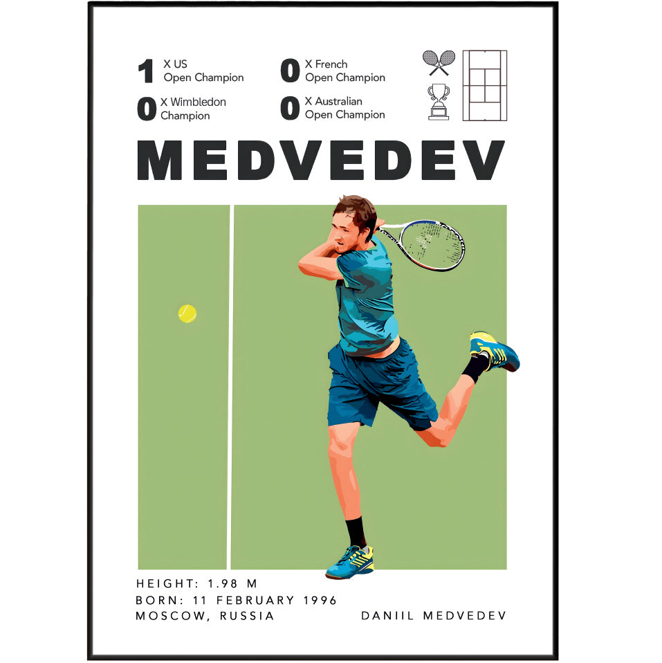 Daniil Medvedev tennis US Open Grand Slam champion poster wall art print UK