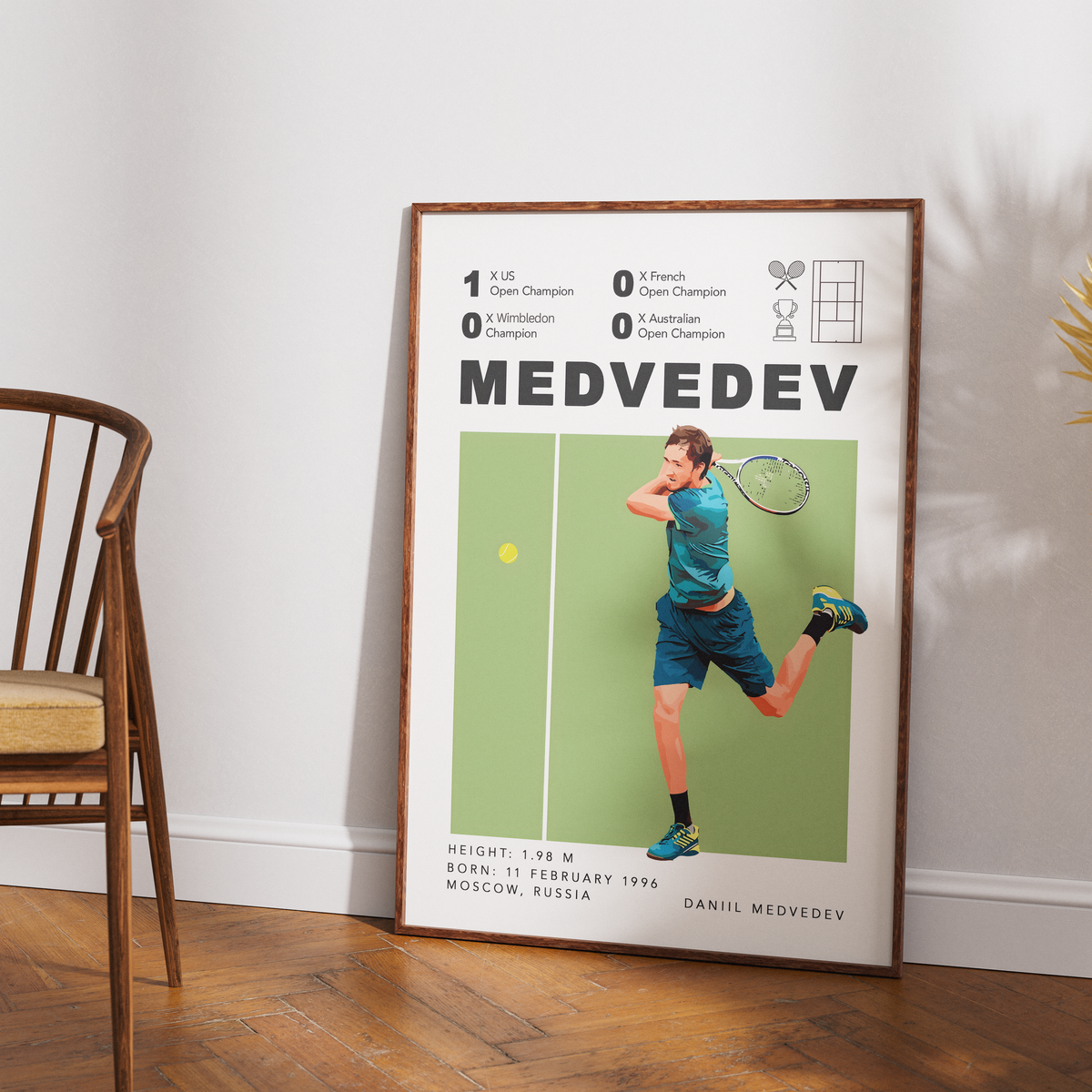Daniil Medvedev tennis US Open Grand Slam champion poster wall art print UK