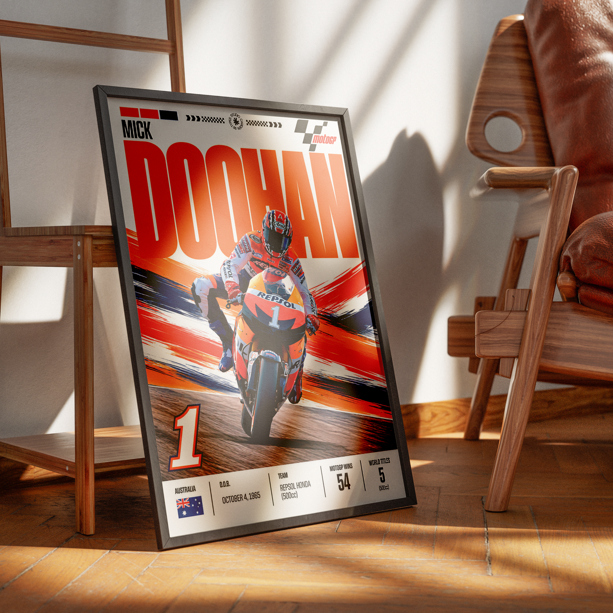Mick Doohan Poster – 5x 500cc World Champion Honda Wall Art - 98 Types Studio