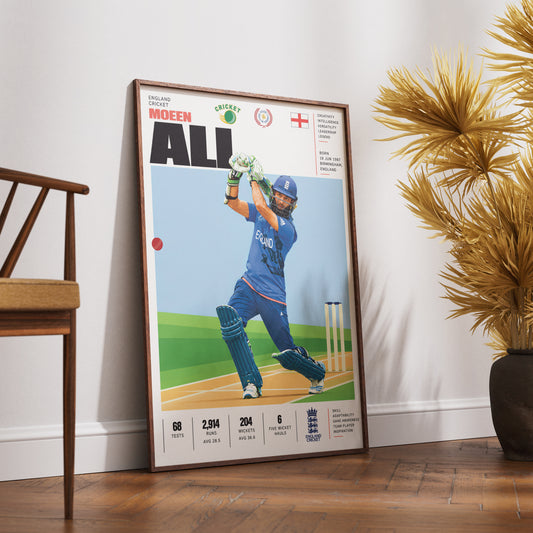 Moeen Ali cricket poster wall art print by 98types