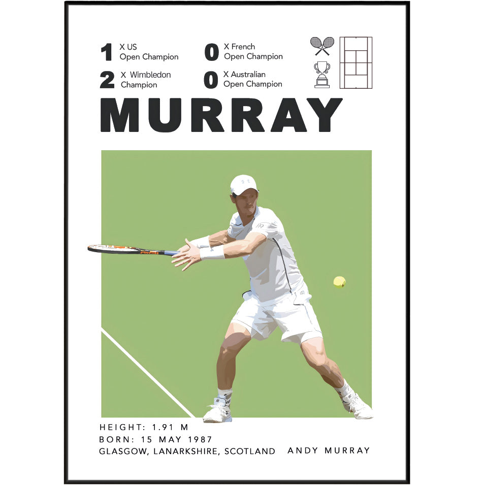 Andy Murray British tennis champion Wimbledon poster wall art print UK
