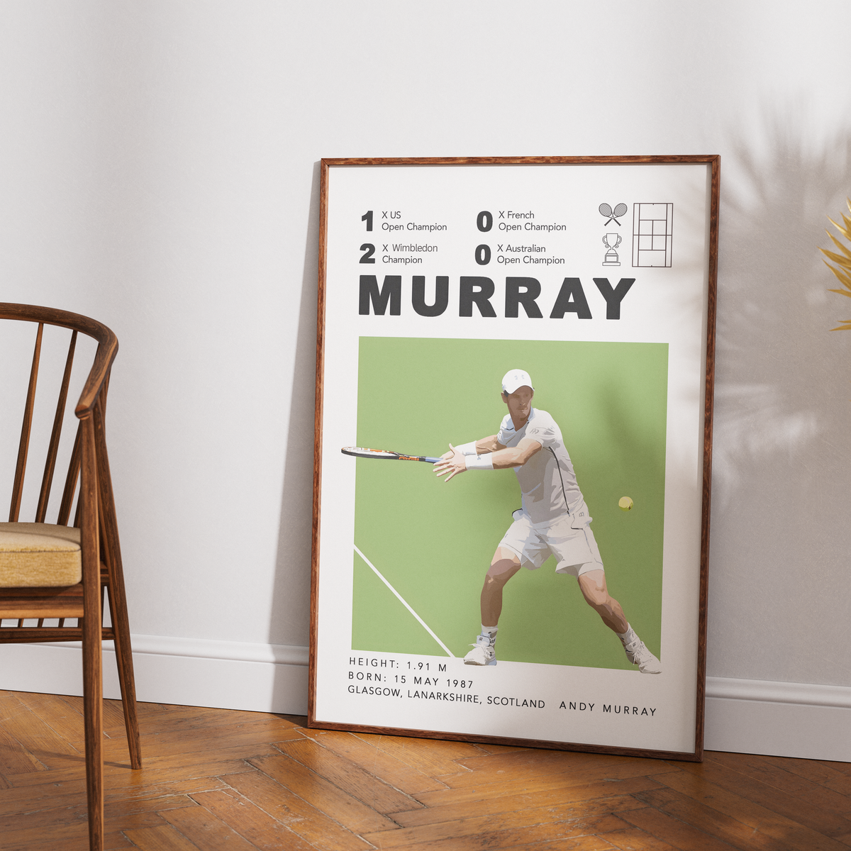 Andy Murray British tennis champion Wimbledon poster wall art print UK