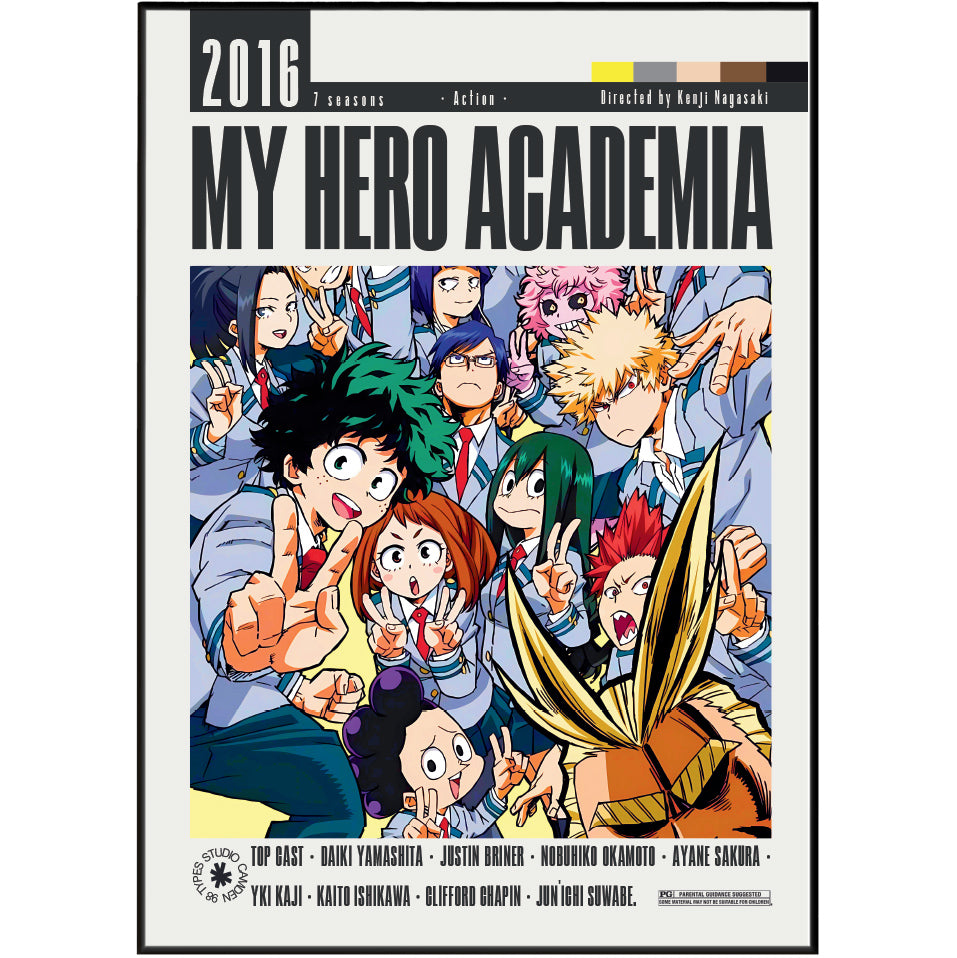 My Hero Academia 2016 3-canon comic book cover, featuring a colorful illustration of various anime characters from the series in a school setting, with the title 'MY HERO ACADEMIA' in bold black letters at the top.