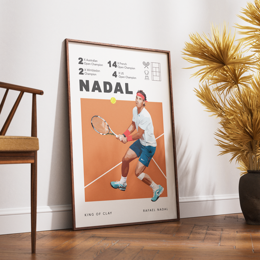 Rafael Nadal King of Clay tennis Grand Slam poster wall art print UK
