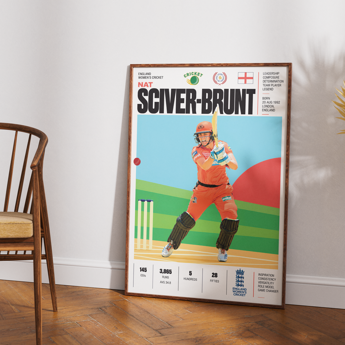 Nat Sciver-Brunt cricket poster wall art print by 98types