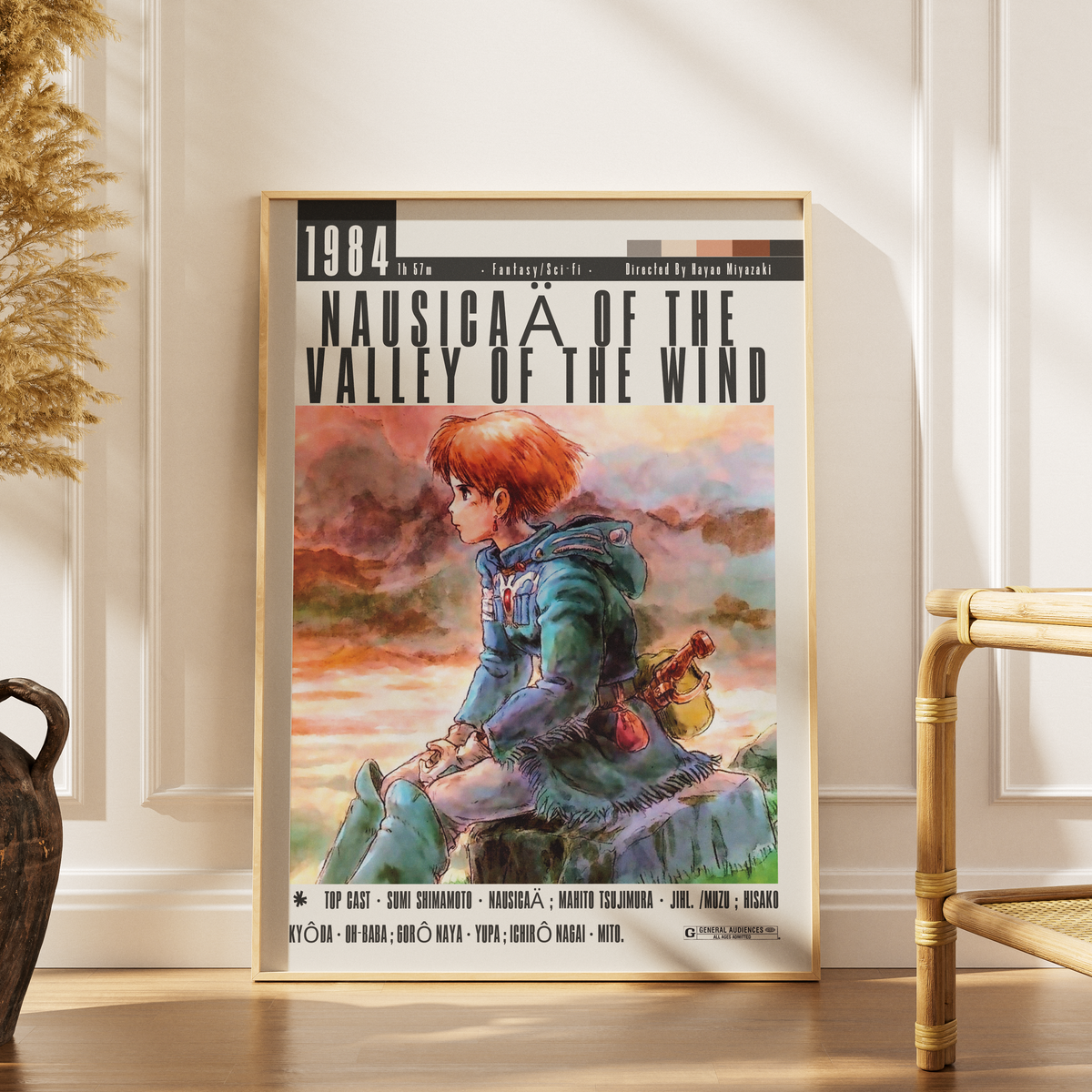 Nausicaa of the Valley of the Wind 1984 Ghibli anime film poster — Miyazaki wall art print UK