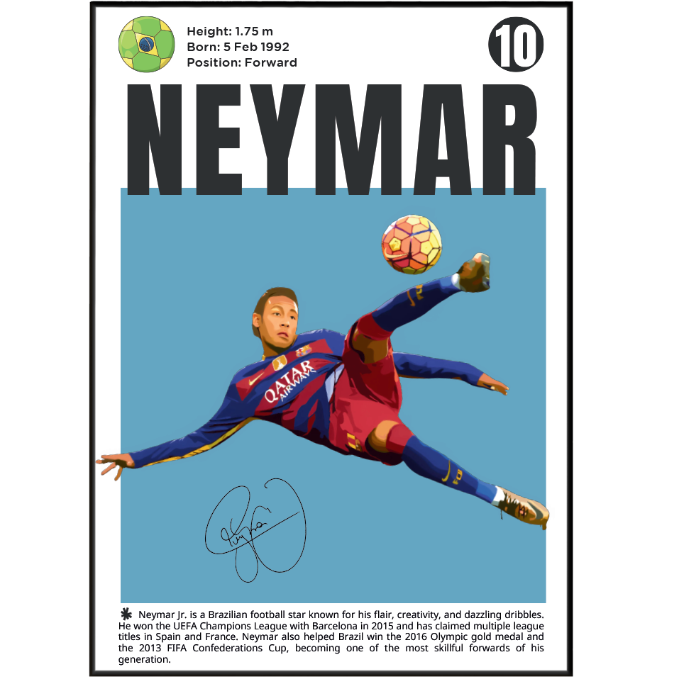 Neymar 10 Football Posters