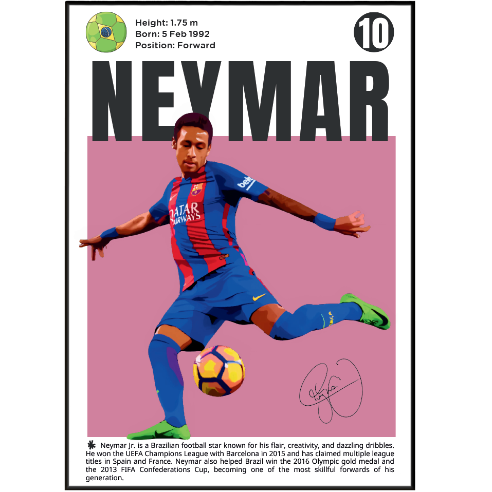 Neymar N10 Football Poster