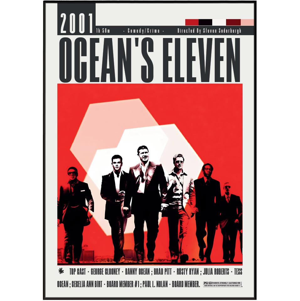 Ocean's Eleven 2001 minimalist movie poster print β 98types