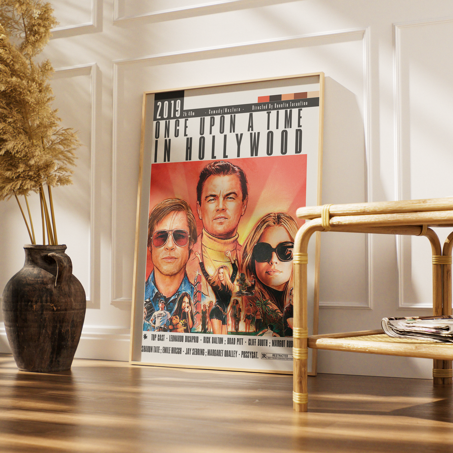 Once Upon a Time in Hollywood 2019 Quentin Tarantino film poster print UK — Brad Pitt DiCaprio wall art 260gsm Camden