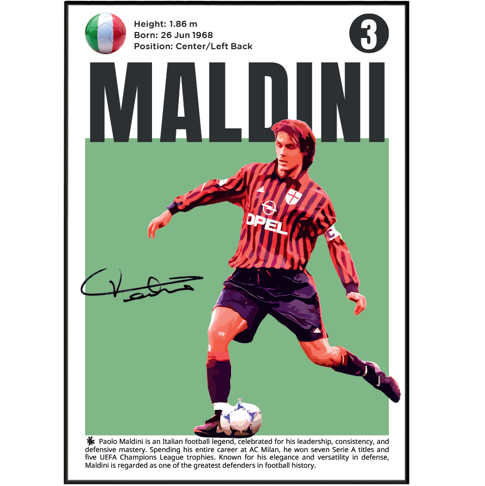 Paolo Maldini Football Posters