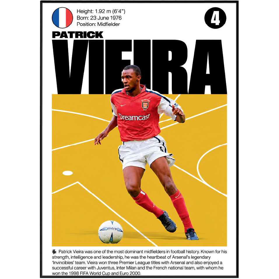 Patrick Vieira football poster – Arsenal Midfield Legend – 98types