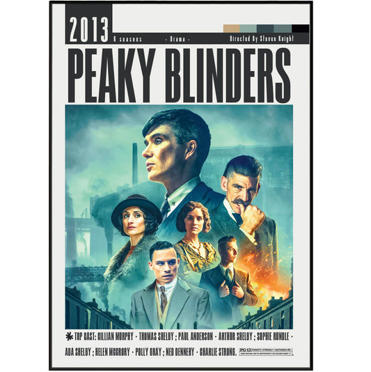 Peaky Blinders BBC TV series poster print UK — Cillian Murphy Tommy Shelby by order Birmingham gang wall art 260gsm printed in England Camden Market
