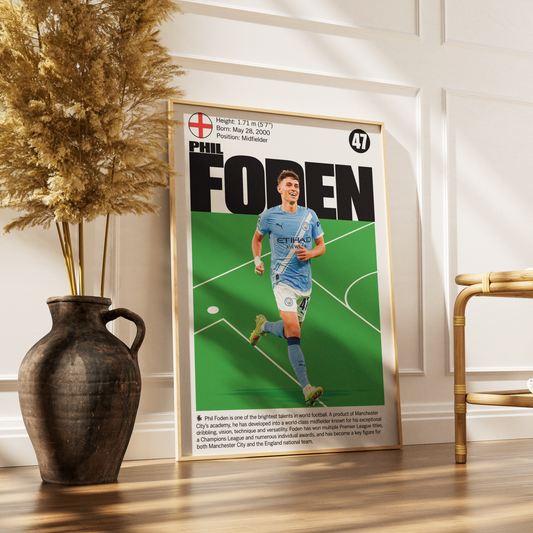 Phil Foden football poster – Phil Foden Manchester City Poster – 98types