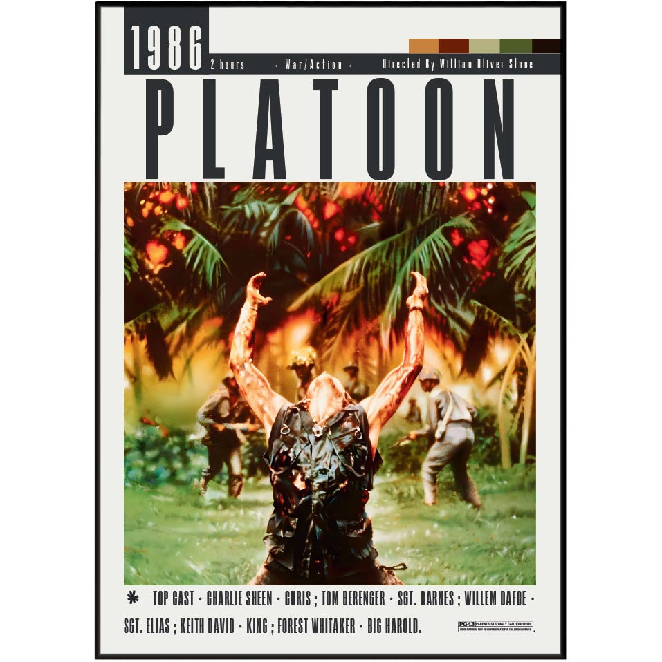 Platoon 1986 minimalist movie poster print – 98types