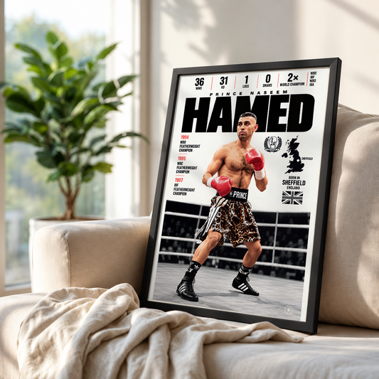 Prince Naseem Hamed poster, British boxing wall art print in a boxing gym - 98types