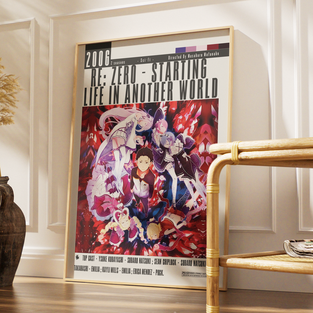 Re Zero Starting Life in Another World anime poster — Subaru Emilia isekai wall art print UK
