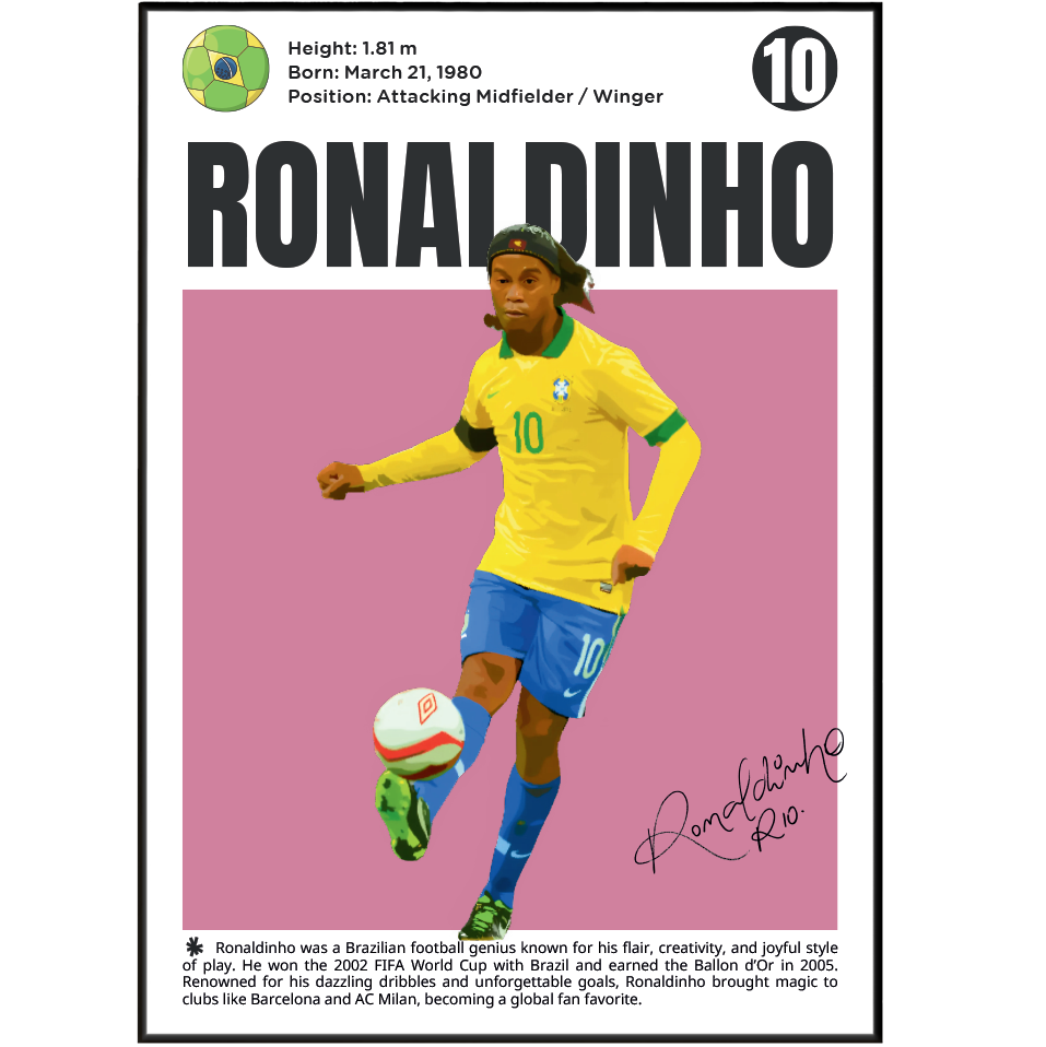Ronaldinho Football Poster
