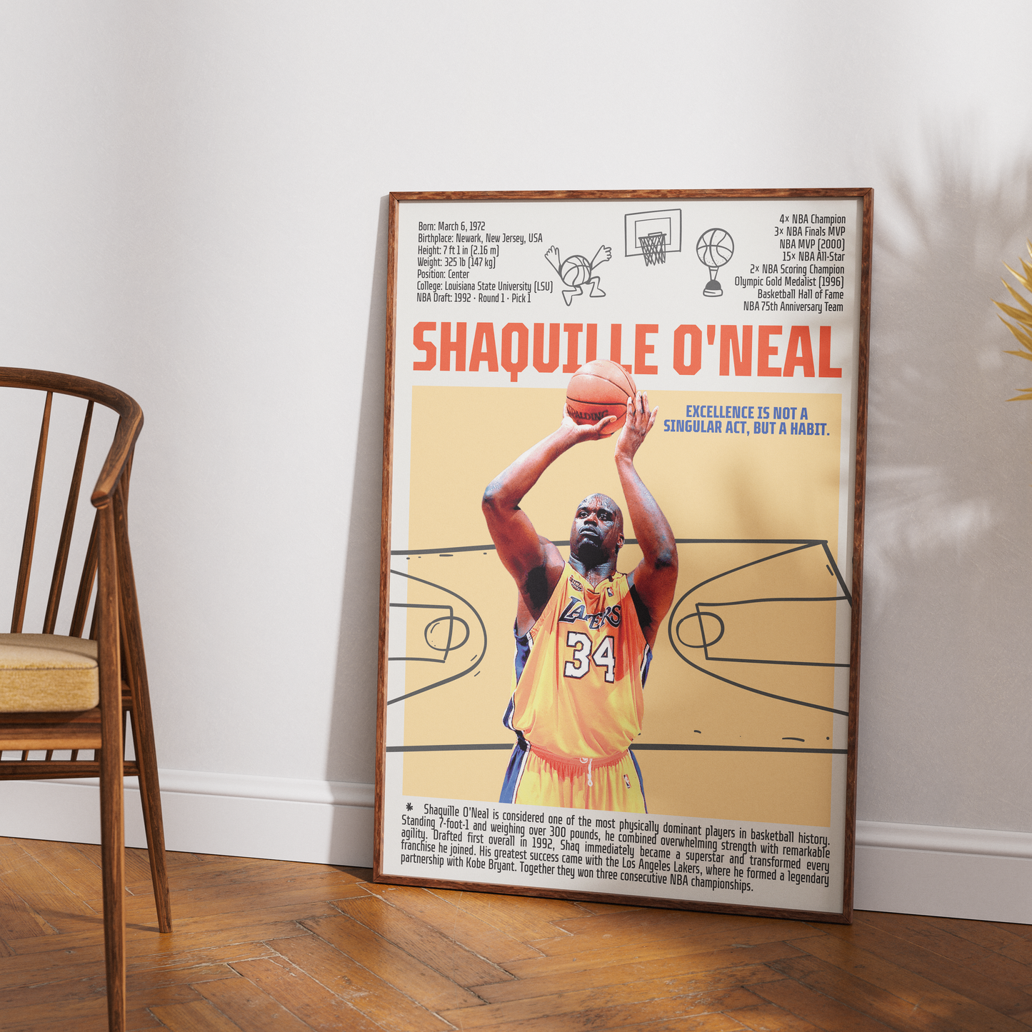 Shaquille O'Neal Diesel basketball poster β LA Lakers 4x champion most dominant center wall art print UK