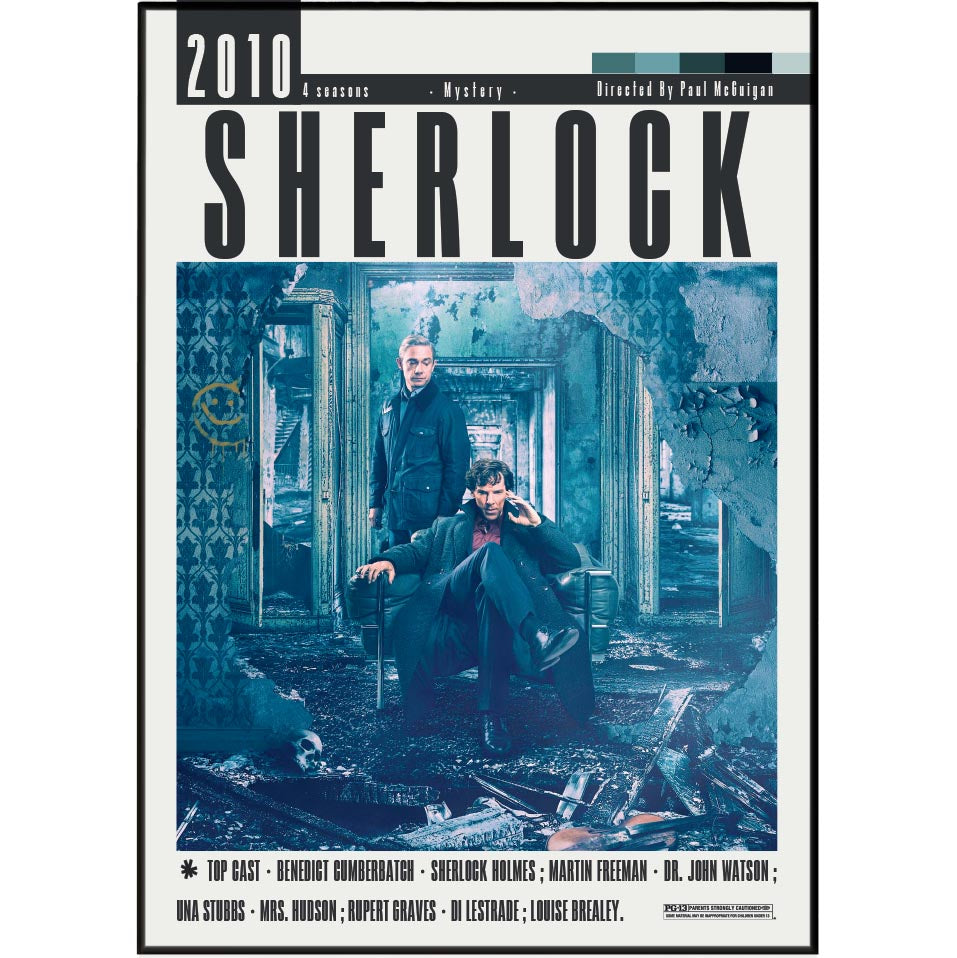 Sherlock 2010 BBC TV show poster — Benedict Cumberbatch Holmes Watson wall art print UK - 98types