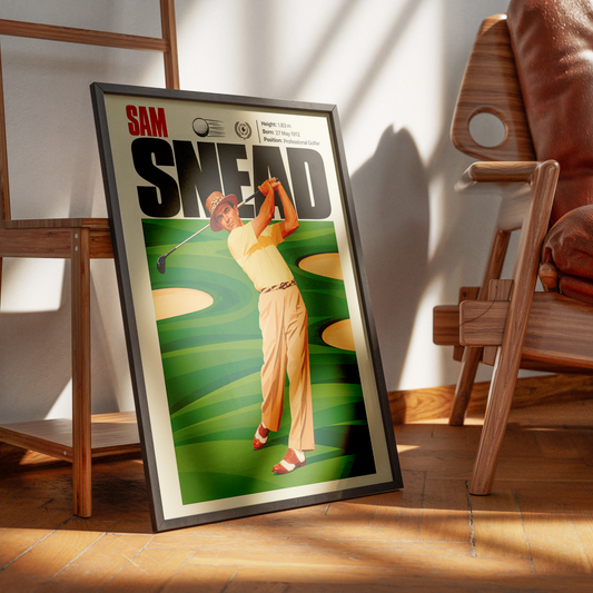 Sam Snead poster, American golf wall art print in a golf clubhouse - 98types