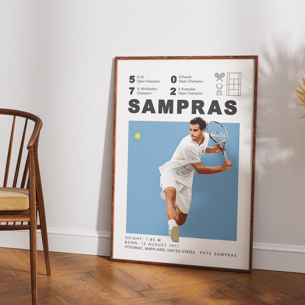 Pete Sampras Wimbledon tennis Grand Slam legend poster wall art print UK