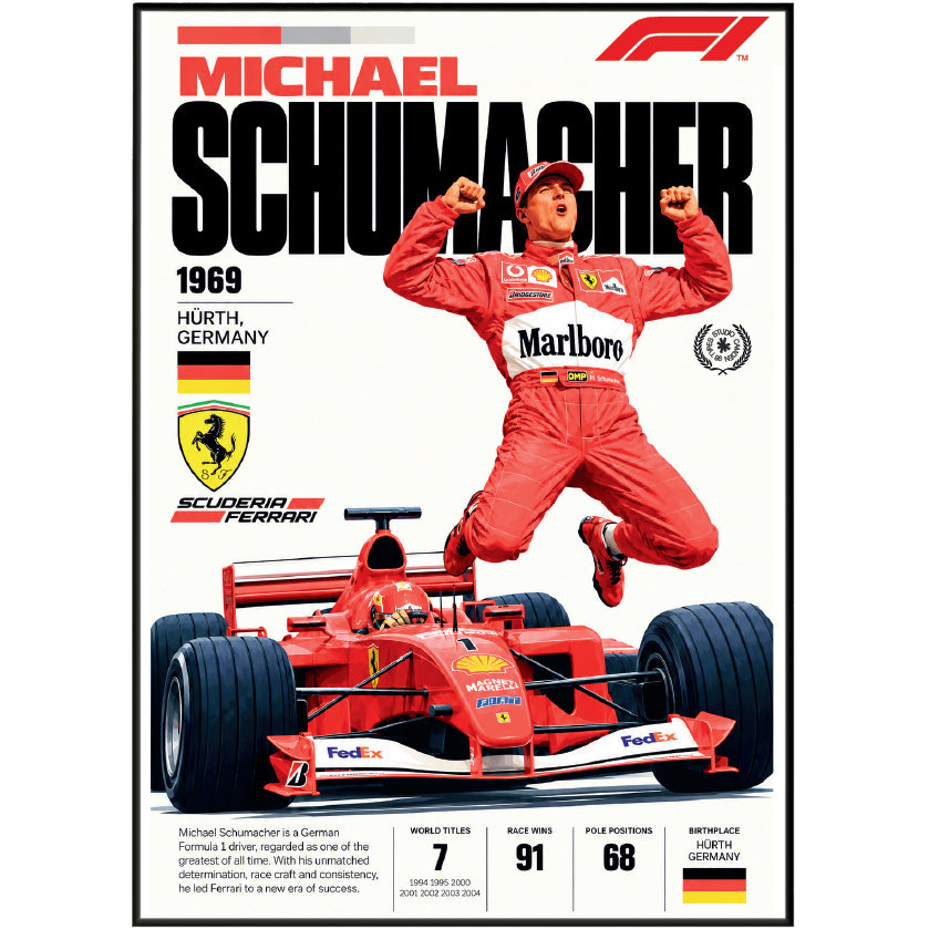 Michael Schumacher Ferrari 7x world champion Formula 1 poster by 98types