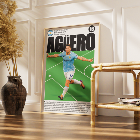Sergio Agüero football poster – Manchester City Legend – 98types