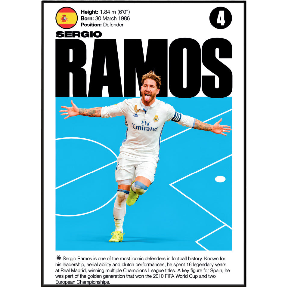 Sergio Ramos football poster – Legendary Defender – 98types