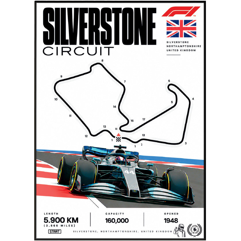 Silverstone British Grand Prix F1 track poster – UK motorsport wall art