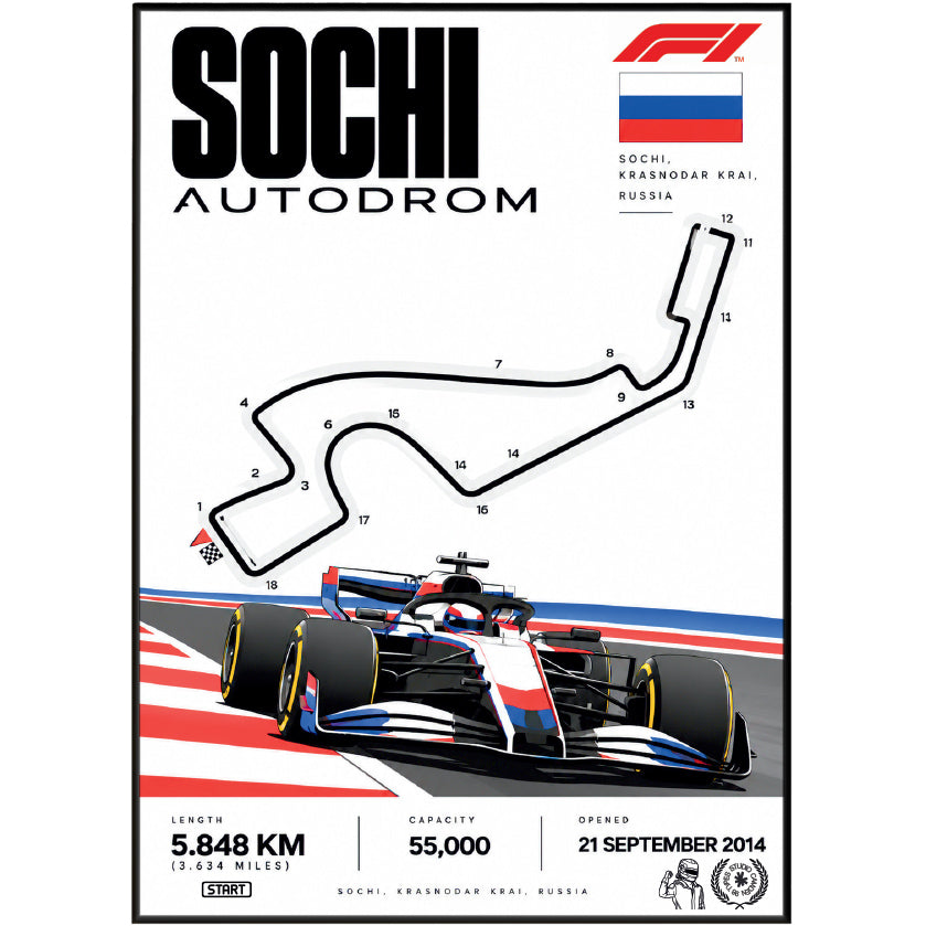 Sochi Autodrom Olympic Park F1 track poster by 98types