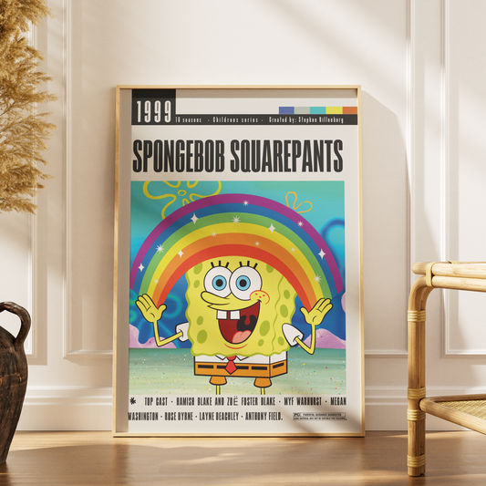 SpongeBob SquarePants 1999 TV show poster — Bikini Bottom minimalist wall art print UK
