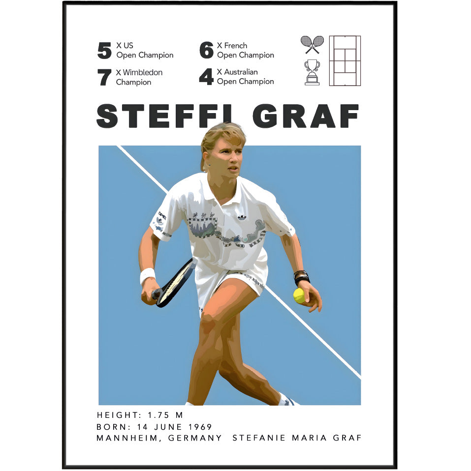 Steffi Graf Golden Slam tennis legend poster wall art print UK