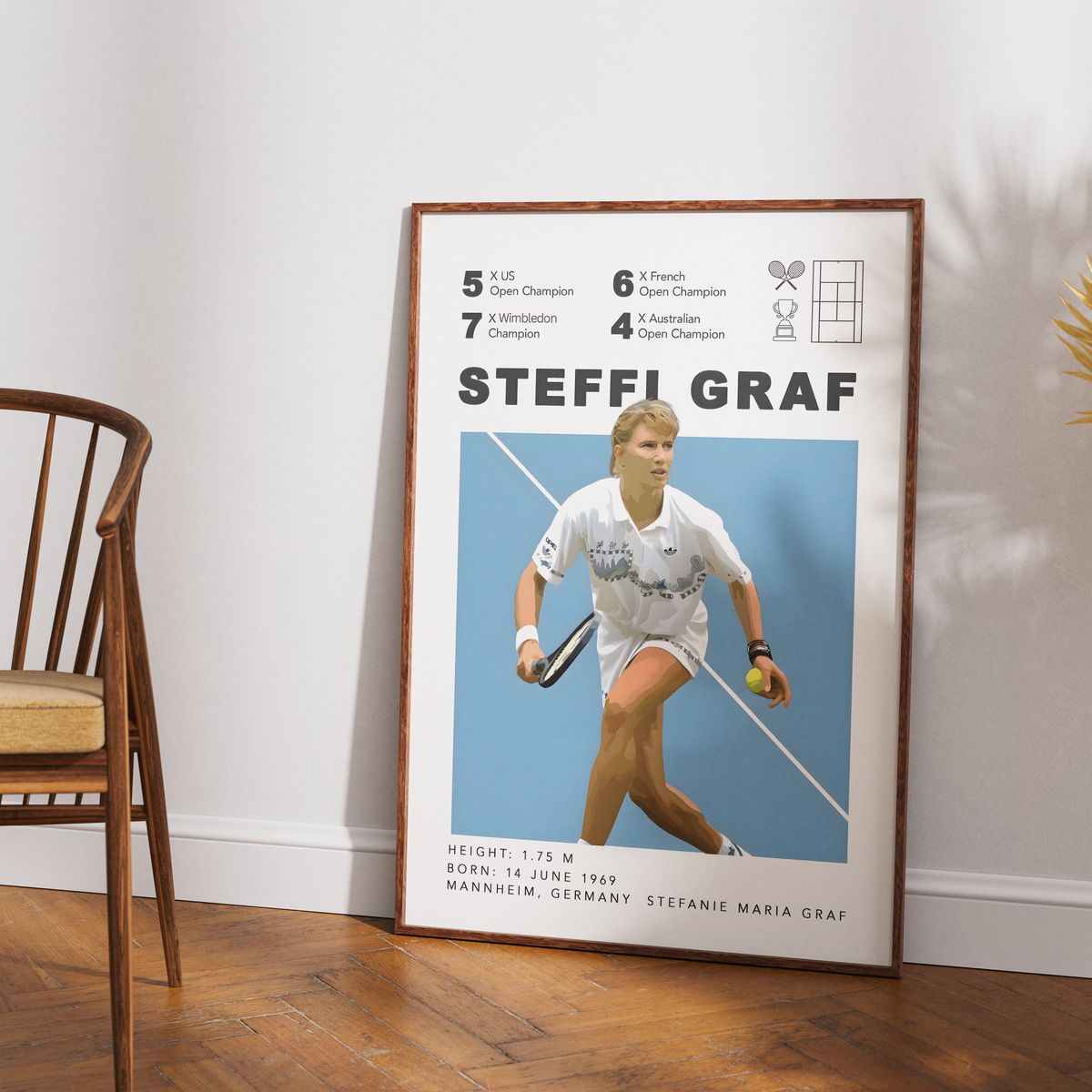 Steffi Graf Golden Slam tennis legend poster wall art print UK