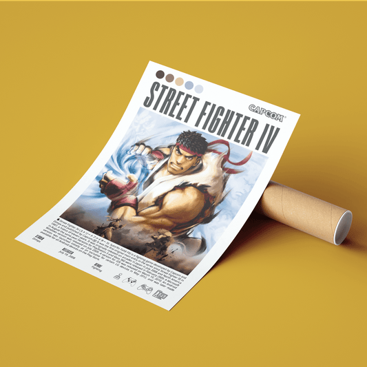 Street Fighter IV 2008 game poster — Capcom Ryu Ken Sagat Ultra Combo wall art print UK
- 98types