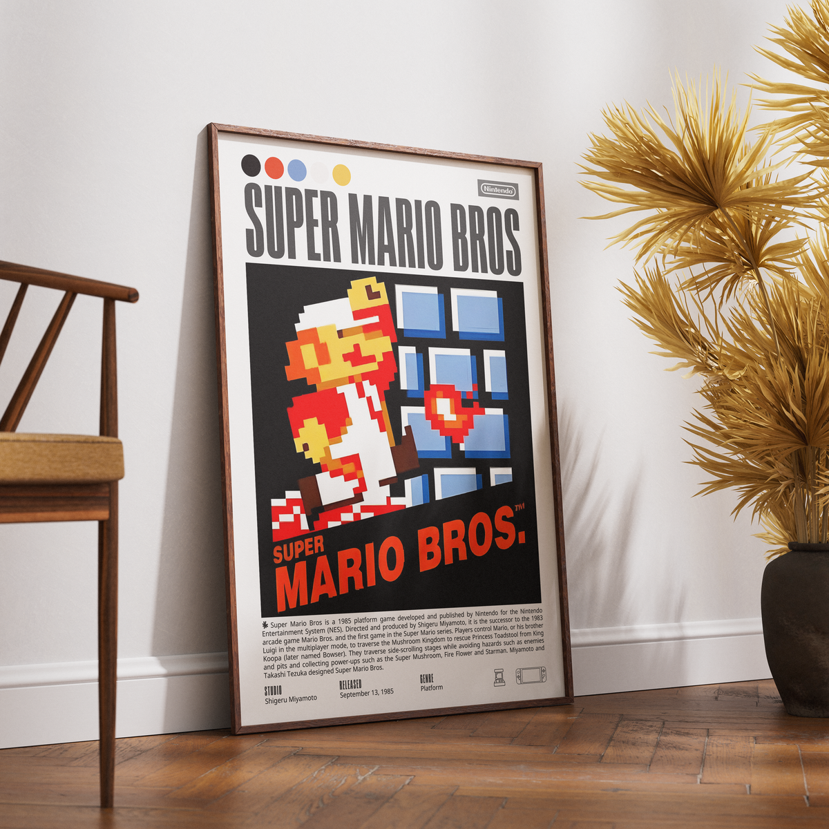 Super Mario Bros video game poster — Nintendo Mario Luigi Mushroom Kingdom wall art print UK