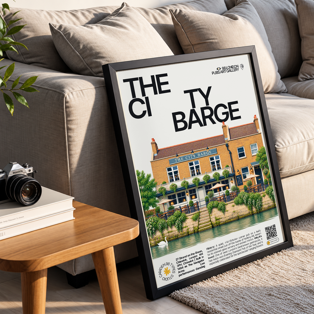 The City Barge Poster | Chiswick London Pub Art Print